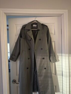 Primark Olive Trench Coat Double-Breasted Long Coat